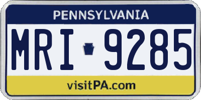 PA license plate MRI9285
