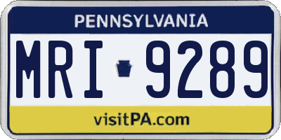 PA license plate MRI9289