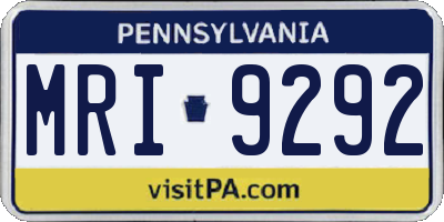 PA license plate MRI9292