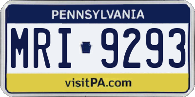 PA license plate MRI9293