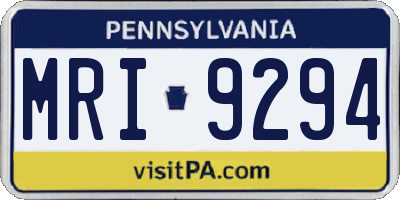 PA license plate MRI9294
