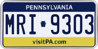 PA license plate MRI9303