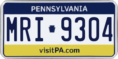 PA license plate MRI9304