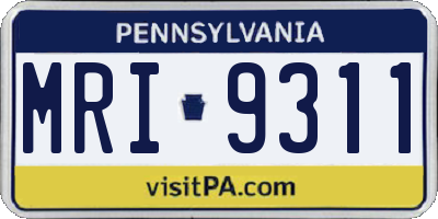 PA license plate MRI9311