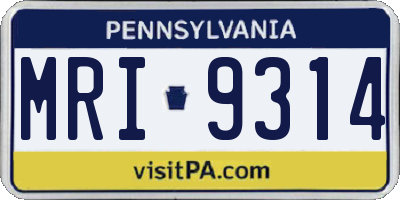 PA license plate MRI9314