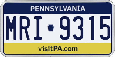 PA license plate MRI9315