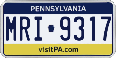 PA license plate MRI9317