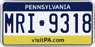PA license plate MRI9318