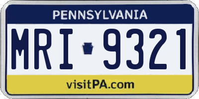 PA license plate MRI9321