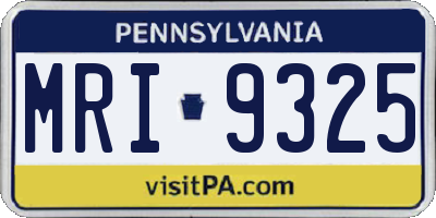 PA license plate MRI9325