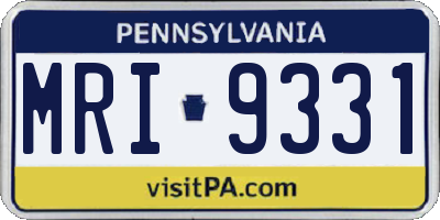 PA license plate MRI9331