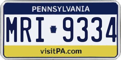PA license plate MRI9334