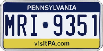 PA license plate MRI9351