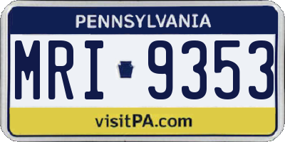 PA license plate MRI9353