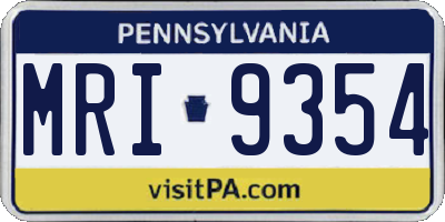 PA license plate MRI9354