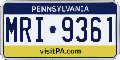 PA license plate MRI9361