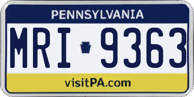 PA license plate MRI9363