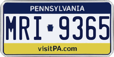 PA license plate MRI9365