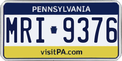 PA license plate MRI9376