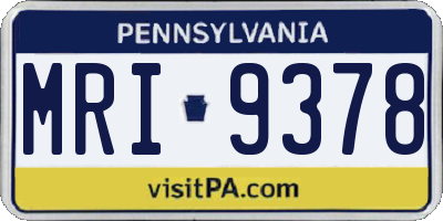 PA license plate MRI9378