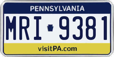 PA license plate MRI9381