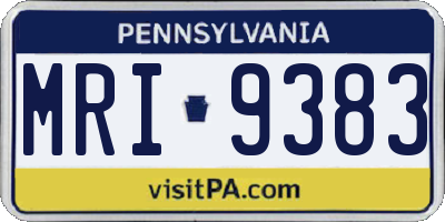 PA license plate MRI9383