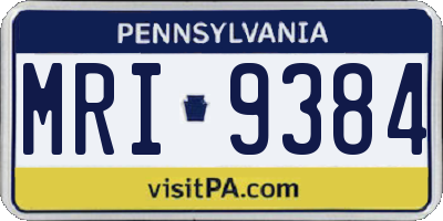PA license plate MRI9384
