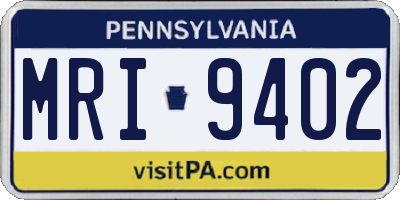 PA license plate MRI9402