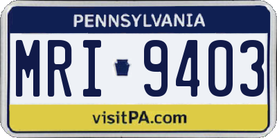 PA license plate MRI9403