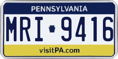 PA license plate MRI9416