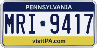 PA license plate MRI9417