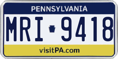 PA license plate MRI9418