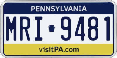 PA license plate MRI9481