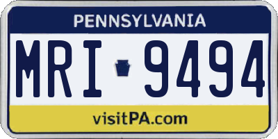 PA license plate MRI9494