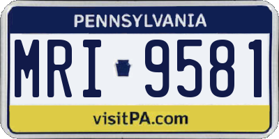 PA license plate MRI9581