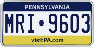PA license plate MRI9603