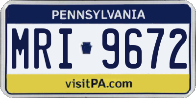 PA license plate MRI9672