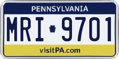 PA license plate MRI9701