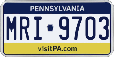PA license plate MRI9703