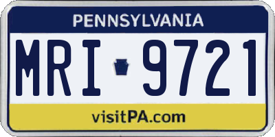 PA license plate MRI9721