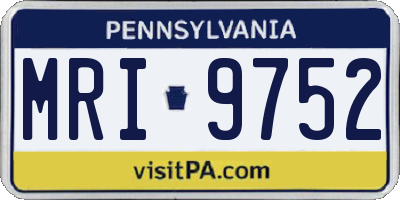 PA license plate MRI9752