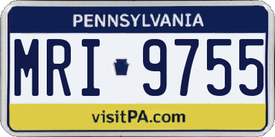 PA license plate MRI9755