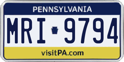 PA license plate MRI9794