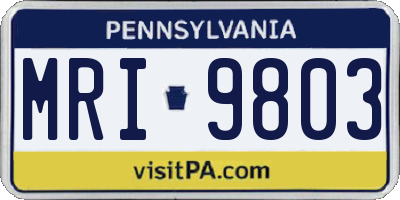PA license plate MRI9803