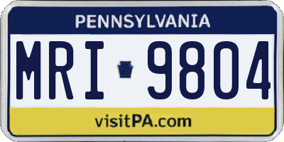 PA license plate MRI9804