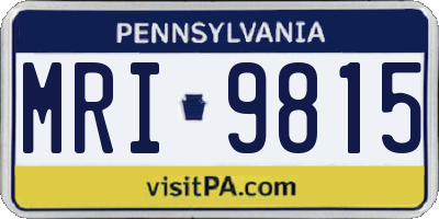PA license plate MRI9815
