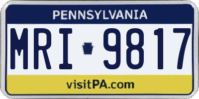 PA license plate MRI9817