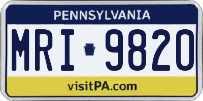 PA license plate MRI9820