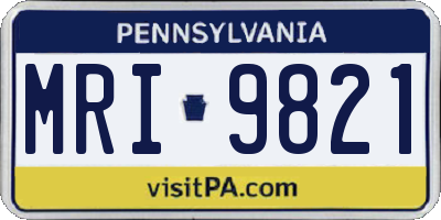 PA license plate MRI9821