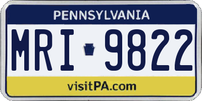 PA license plate MRI9822